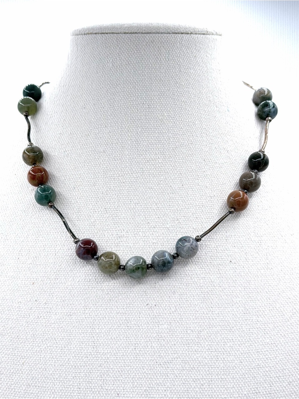 Vintage Earth-Tone Semi Precious Stone Beads Jasper Burgundy Emerald Green Blue - Picture 1 of 5